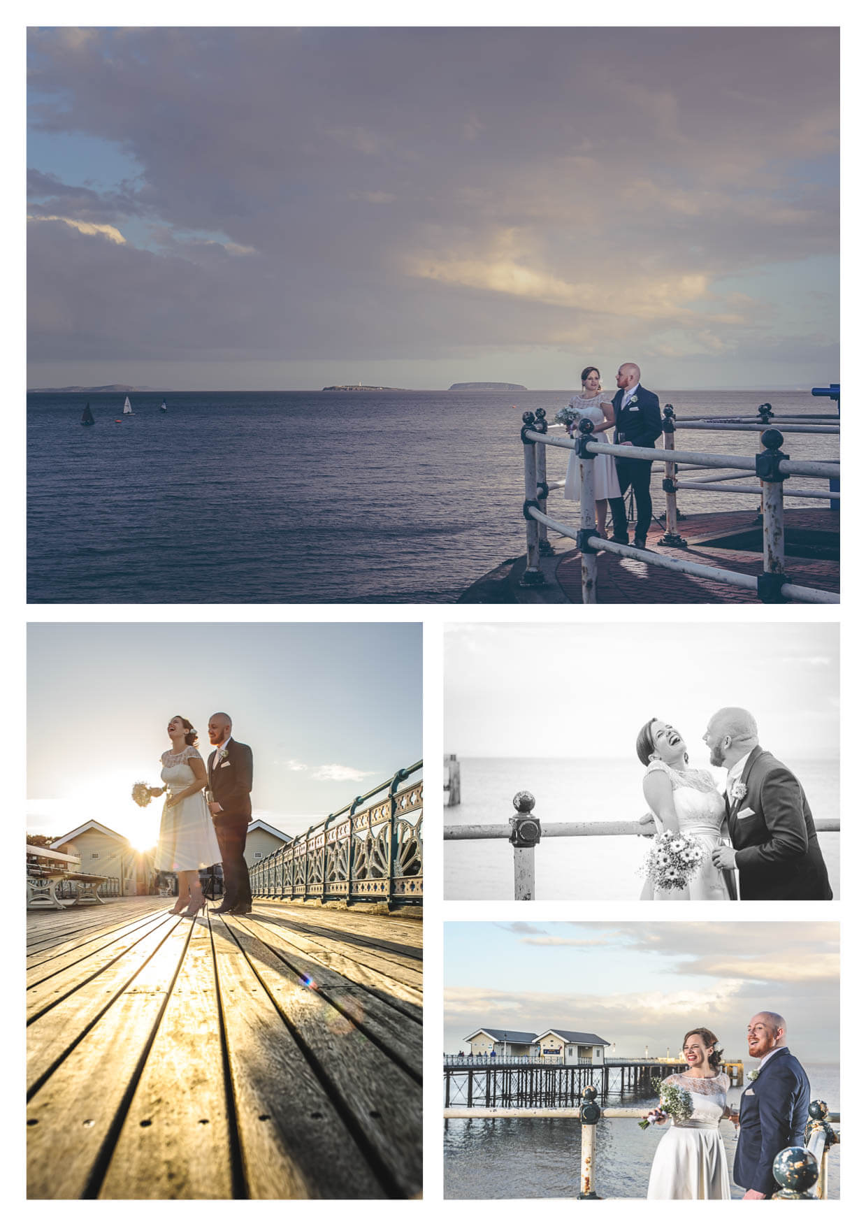 Bride and Groom on Penarth Pier Pavilion Wedding Photographers