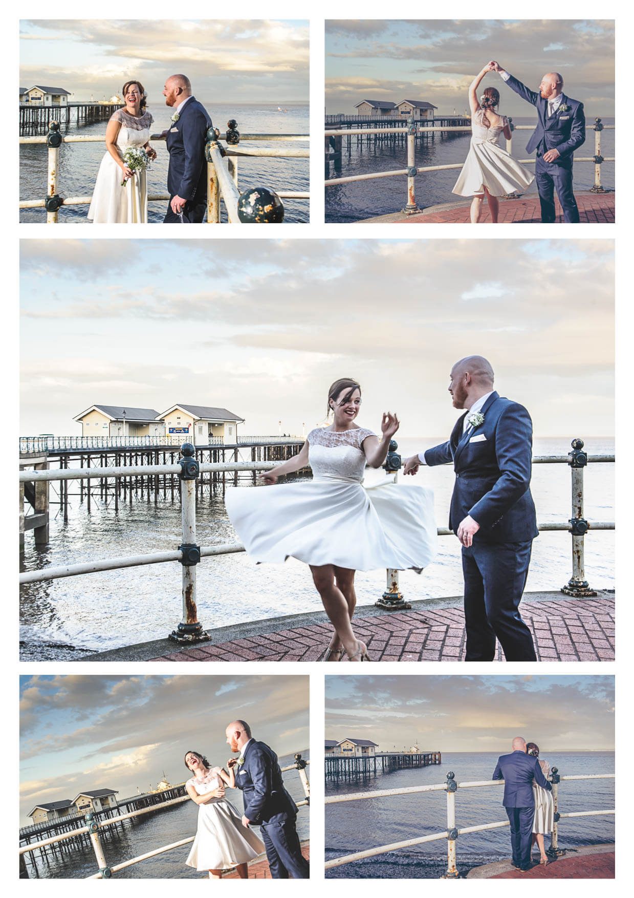 Bride and groom dancing Penarth Pier Pavilion Wedding Photographers