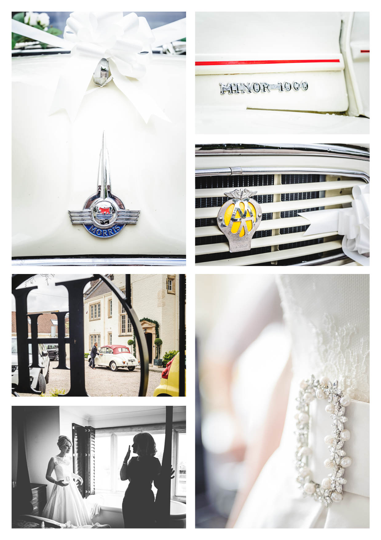 A montage of photos of a wedding at penarth pier pavilion