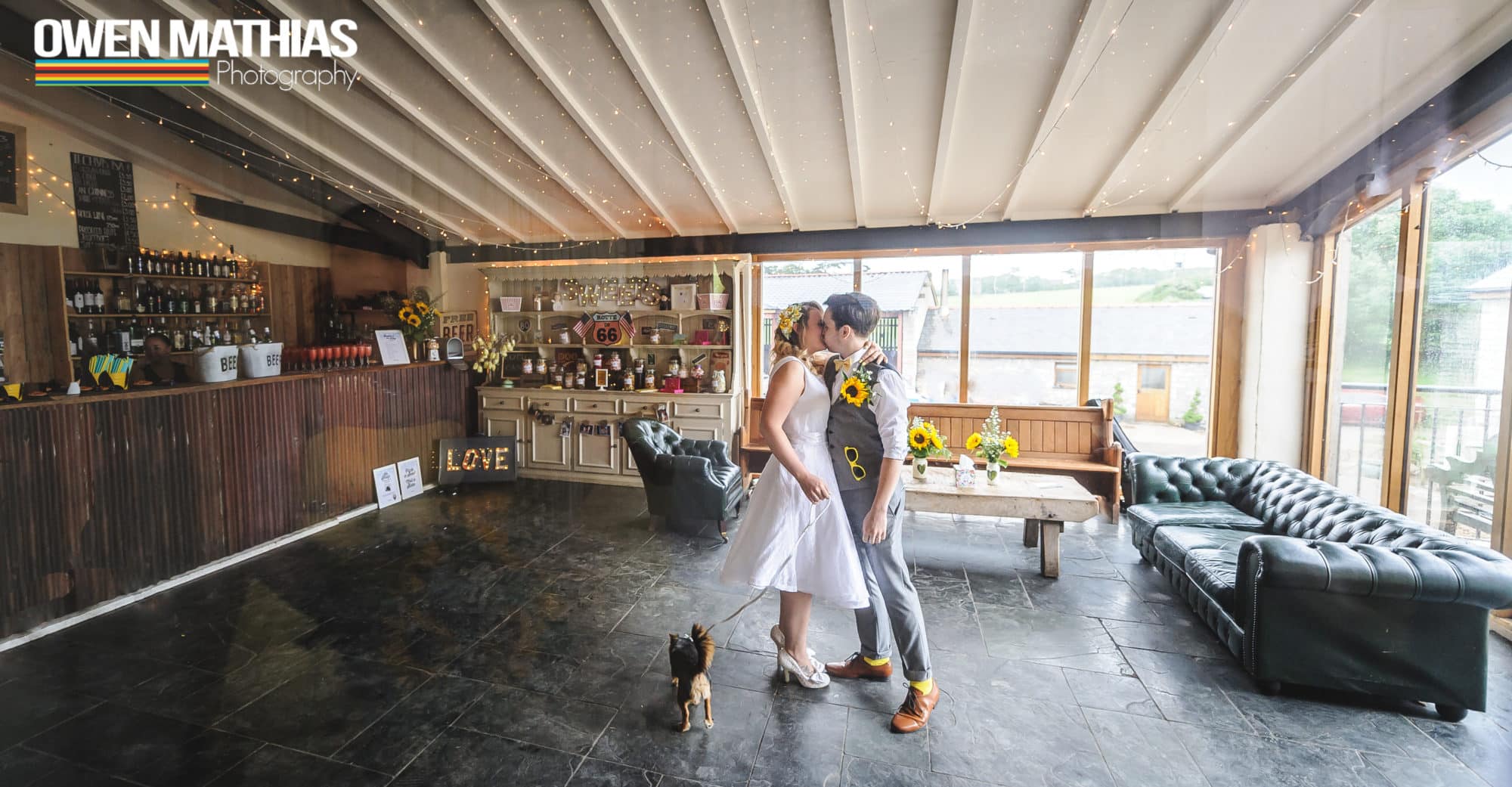 Rosedew Farm wedding first kiss