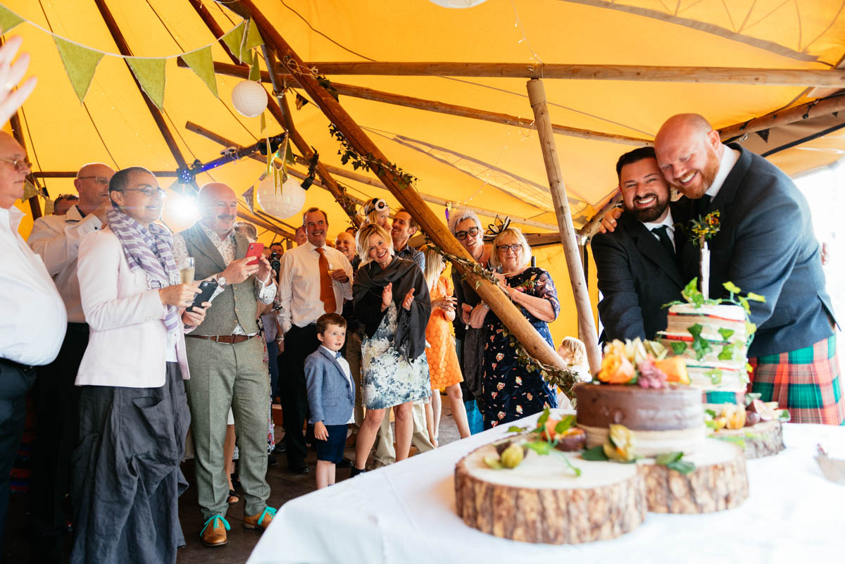 Cake Cutting at the Ceridwen Centre Same Sex Wedding