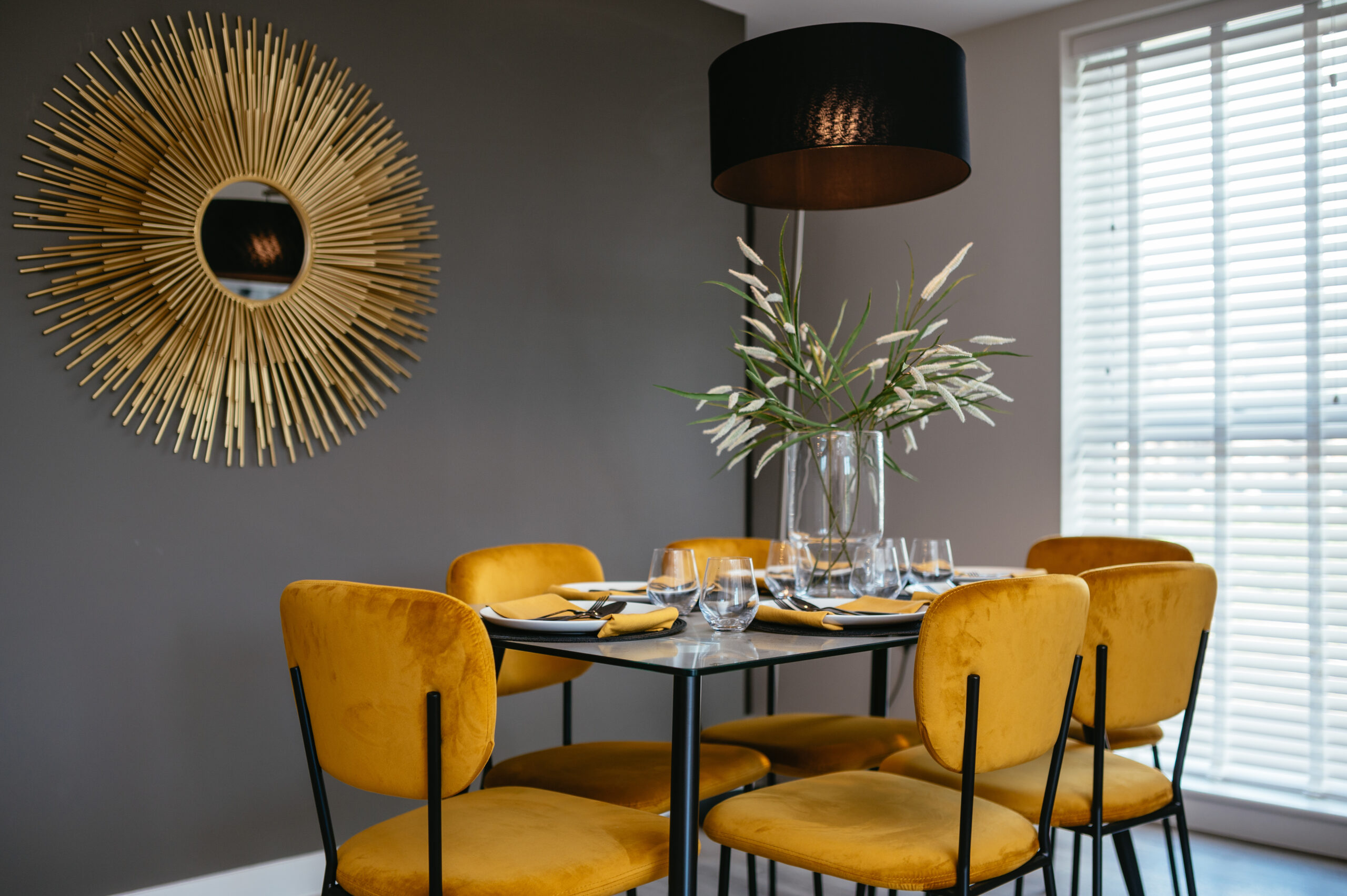 Interior photograph of a dining room