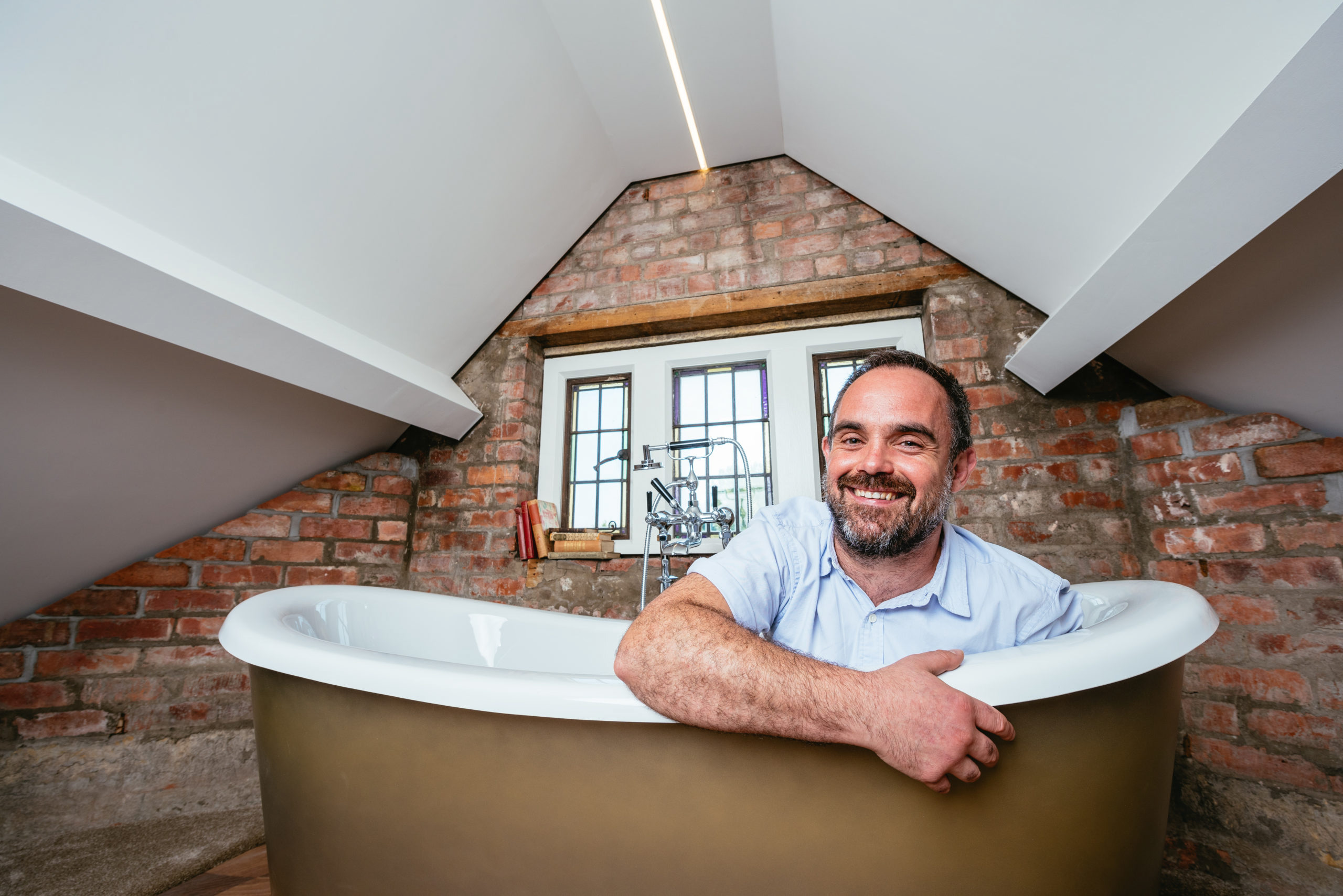 portrait of a man in a bath